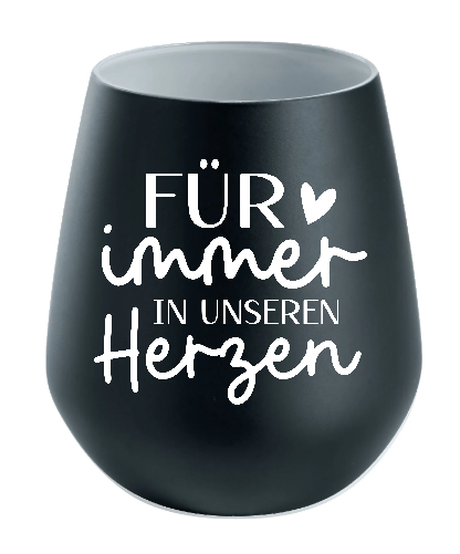 Lichtglas Trauer "Für immer in unseren Herzen"