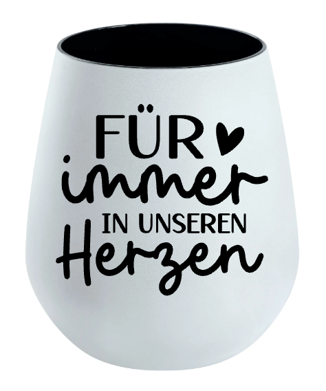 Lichtglas Trauer "Für immer in unseren Herzen"