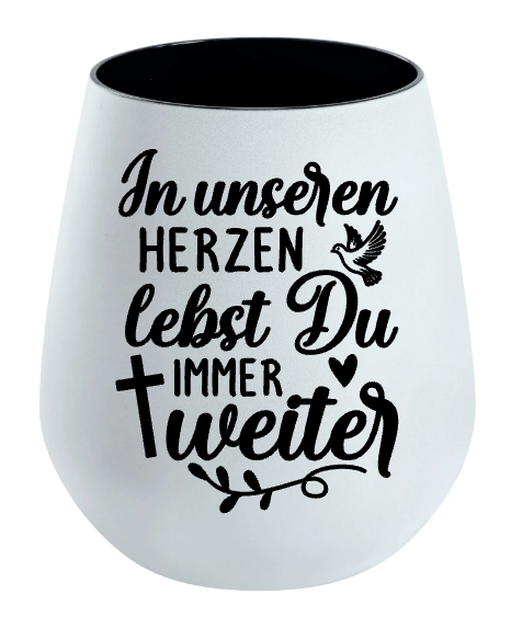 Lichtglas Trauer "In unseren Herzen lebst du immer weiter"