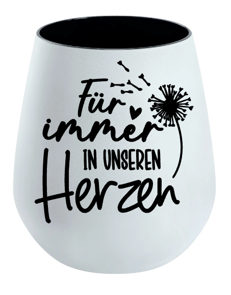 Lichtglas Trauer "Für immer in unseren Herzen" Typ2