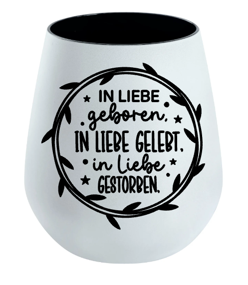 Lichtglas Trauer "In Liebe geboren in Liebe gelebt in Liebe gestorben"