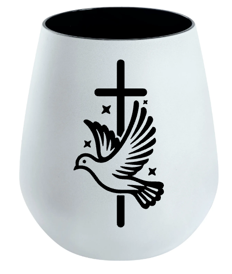 Lichtglas Trauer "Taube Kreuz"