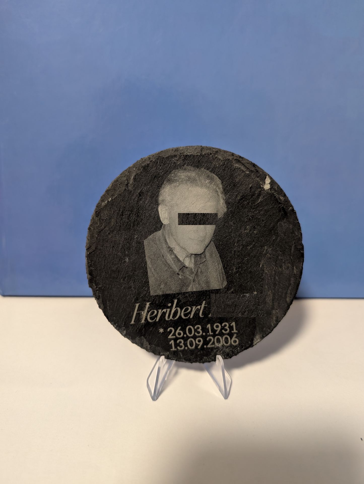 Schieferplatte für Grabkranz Rund