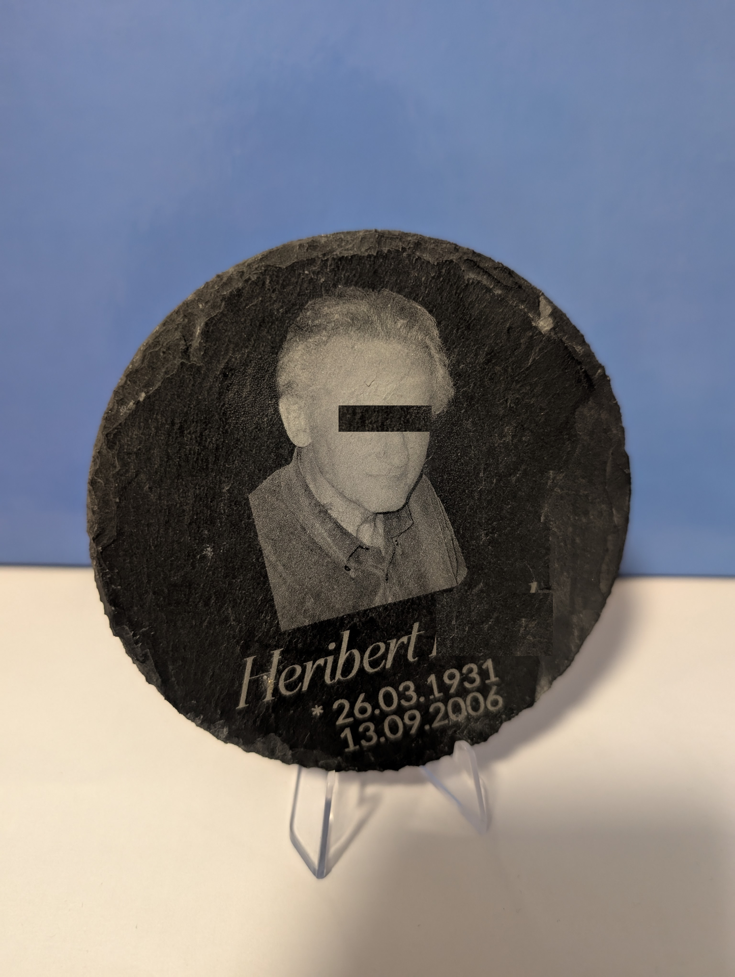 Schieferplatte für Grabkranz Rund